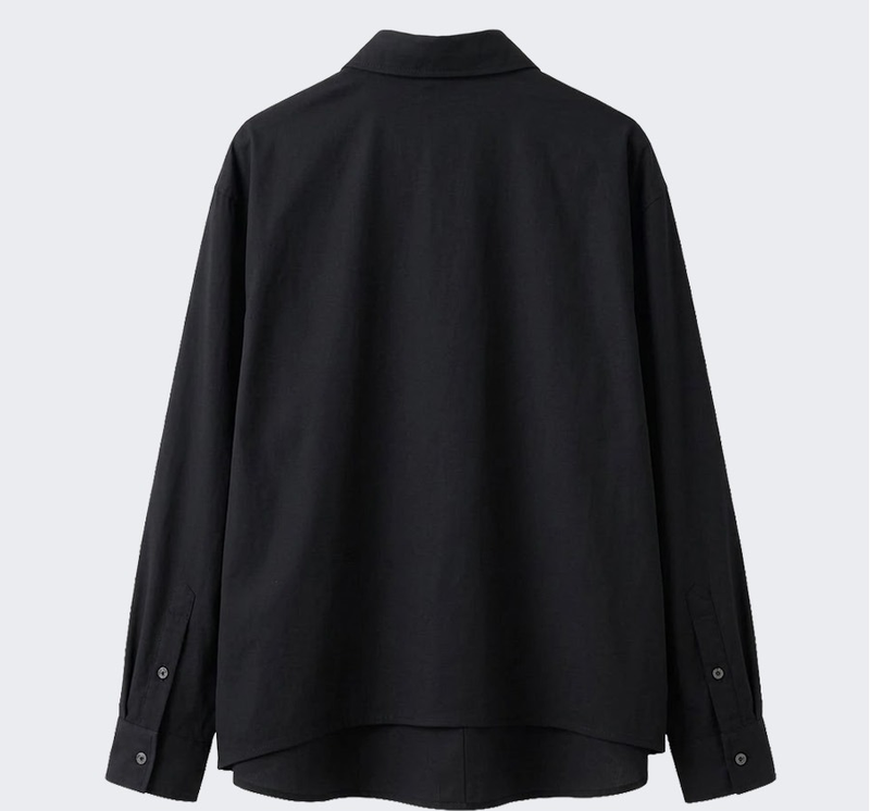 Overfit Stretch Crop Shirt Black