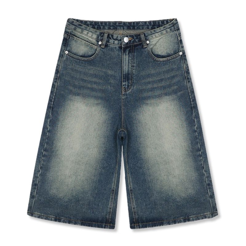 basic washing bermuda denim pants (vintage blue)