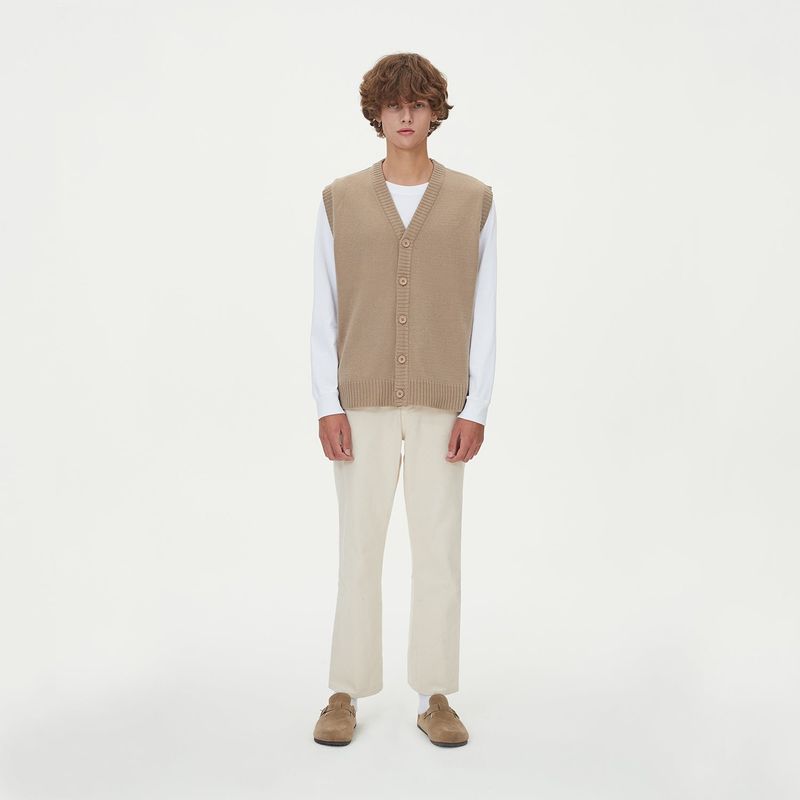 BUTTONS KNIT VEST_MOCHA