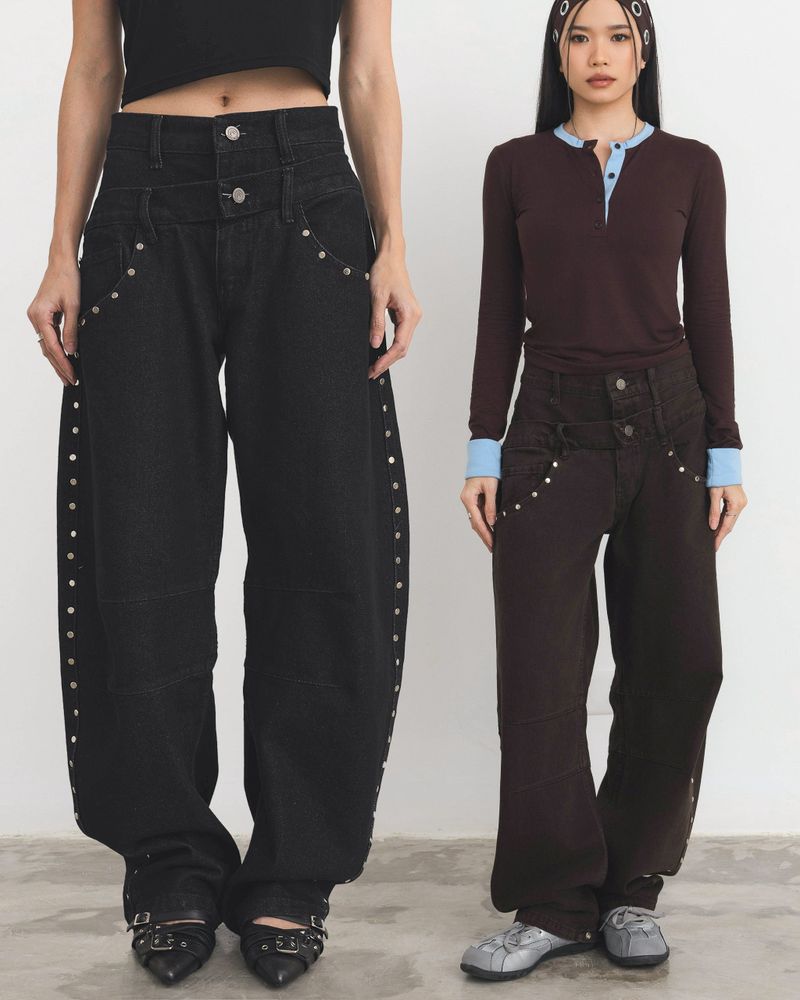 catha（カタ）の「Riveted Double Waist Jeans（Pants）」