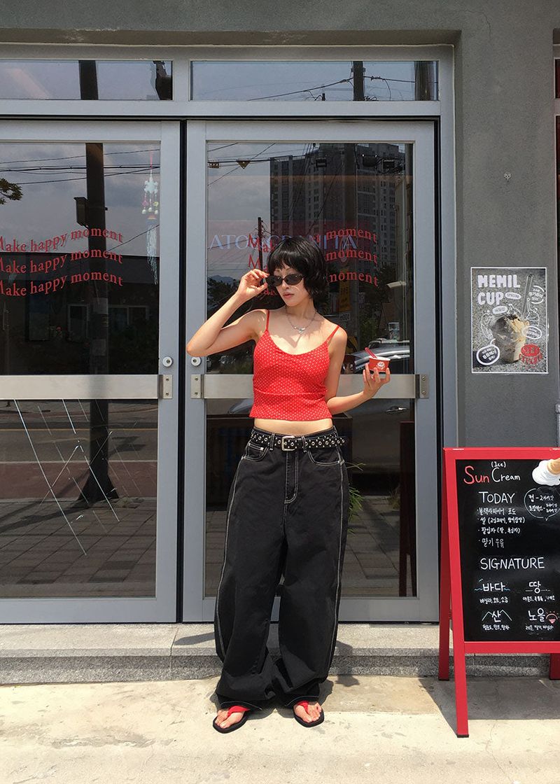 COLOR STITCH WIDE PANTS