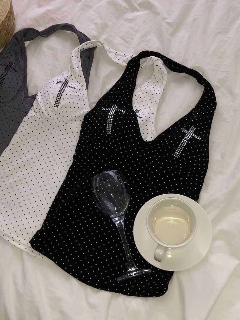 Cubic Cross Dot Halter Top