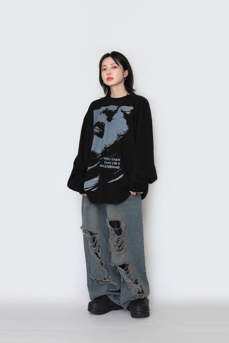 Face over long sleeve T