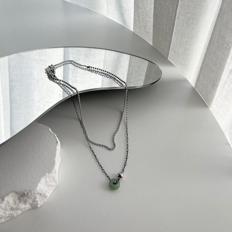 Haur gemstone y2k hip two-line layered choker necklace