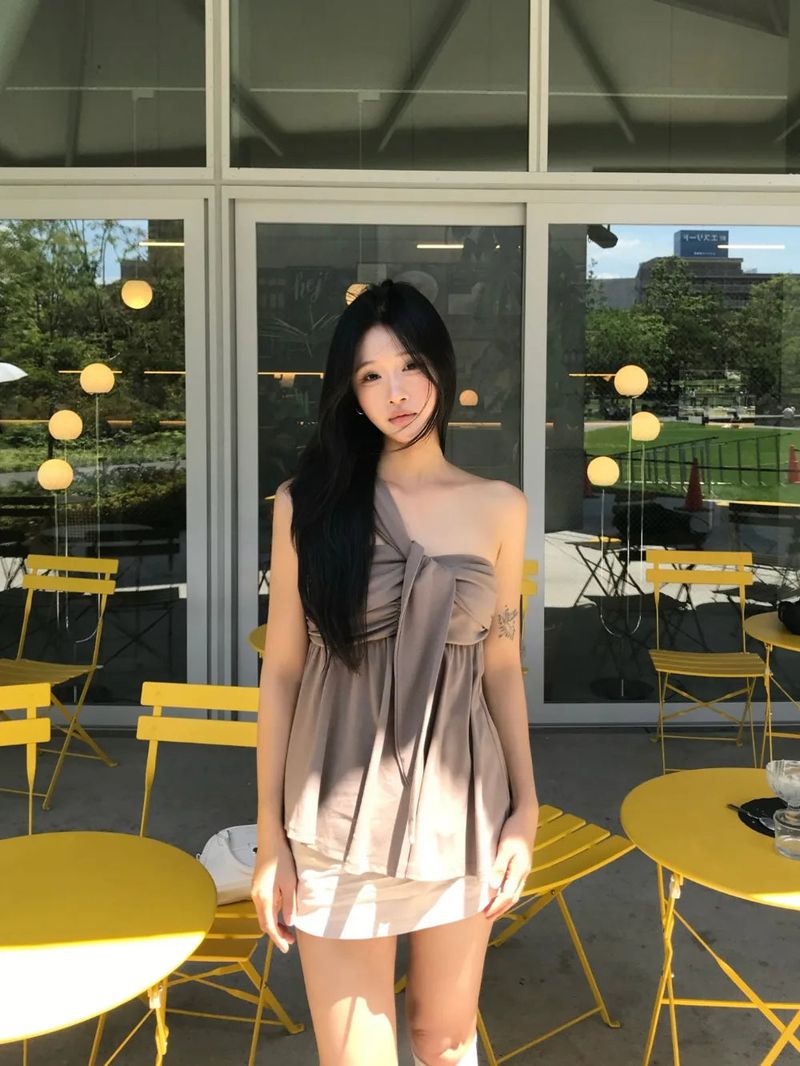 Coco Shirring Bustier Flare Sleeveless Top