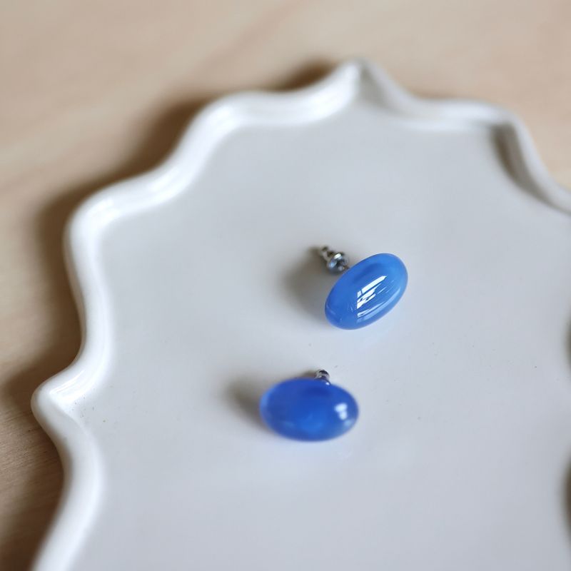 heim（ハイム）の「Good Day Blue Agate Oval Pierce handmade（Accessories）」