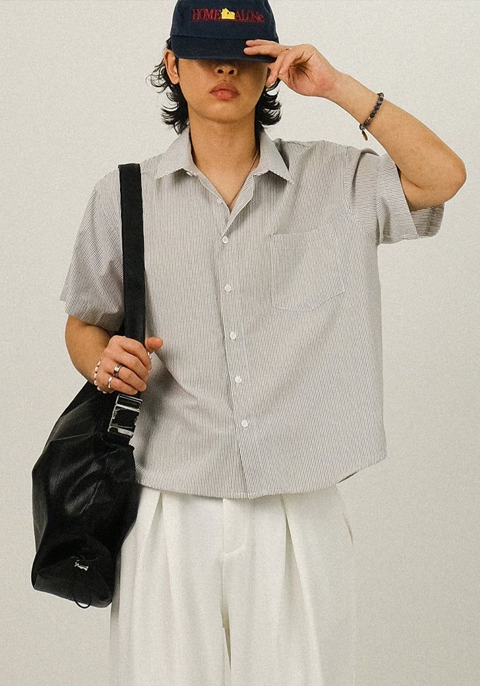 SEMIKAJI（セミカジ）の「COS Crop Stripe Half Shirts（Tops）」
