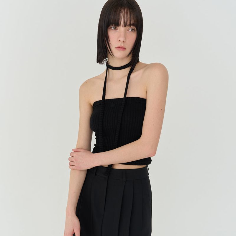 LOGO STRIPE STRAP TUBE TOP (BLACK)