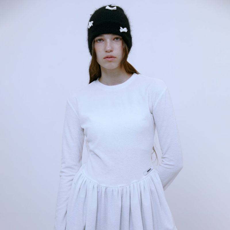 Ribbon Mohair Beanie (BLACK)