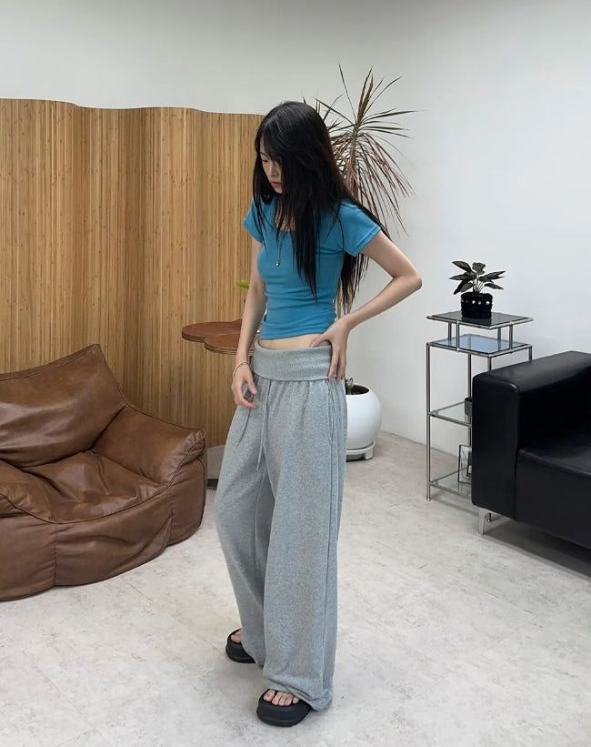 Aran Fold Waist Wide Pants