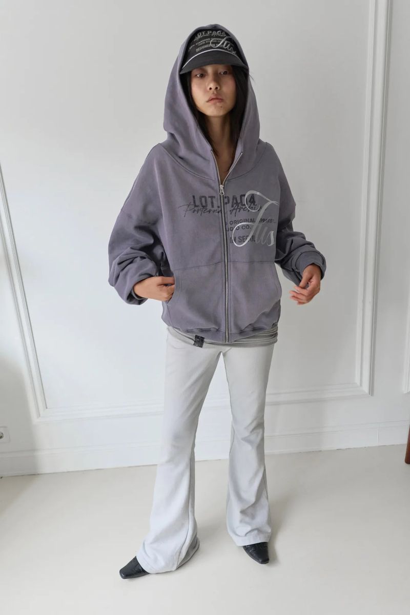 26SS★ HIGH NECK VINTAGE PIGMENT HOODIE ZIP-UP