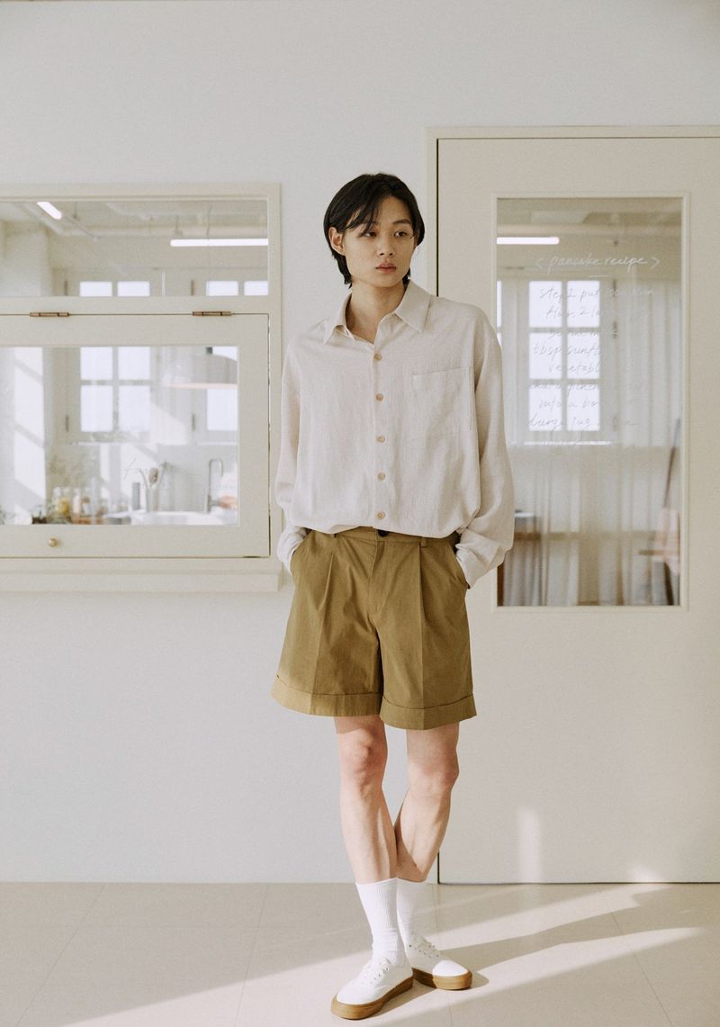 unisex linen patch shirts natural