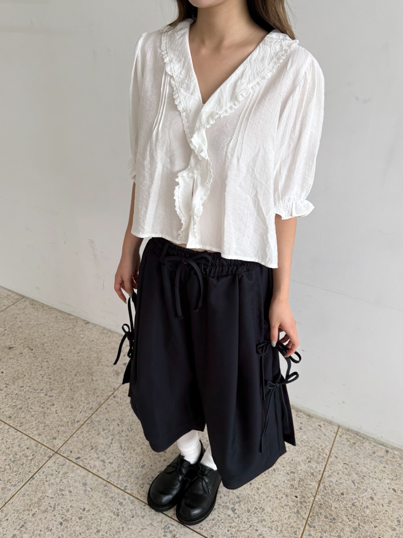 side ribbon wrap pants