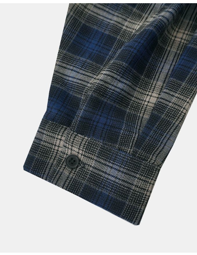 Retro flannel check hood shirt