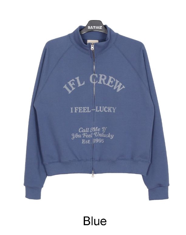 Crew lettering high-neck zip-up