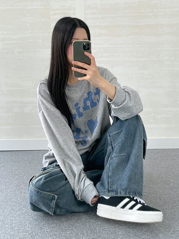 Checker Heart Overfit Sweatshirt