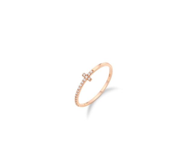 26SS★ Truly Essence 14K Cross Pave Ring
