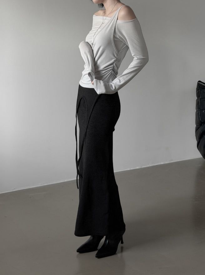 Janet two-way slit long skirt