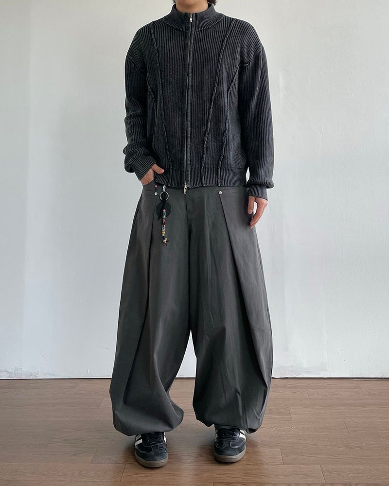 Curve Pigment Knit Zip-Up