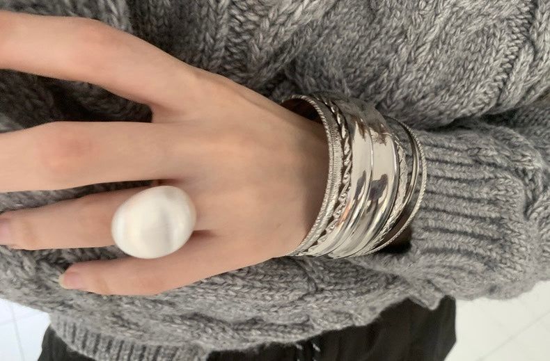 Mixed silver bangle SET