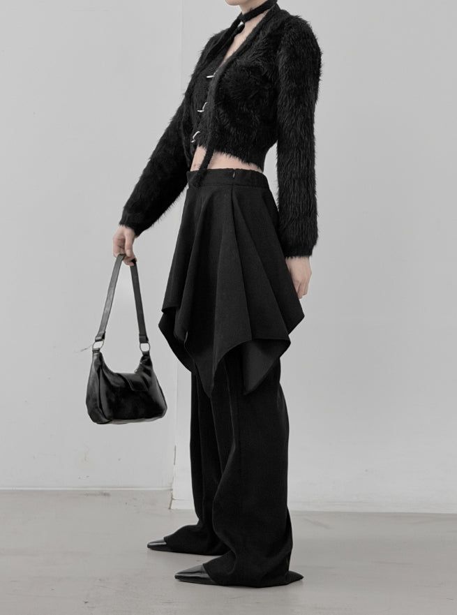 Linked Metal Ring Scarf Fur Cardigan