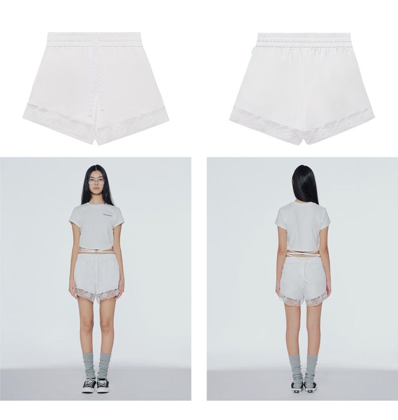 Lace-trim track shorts