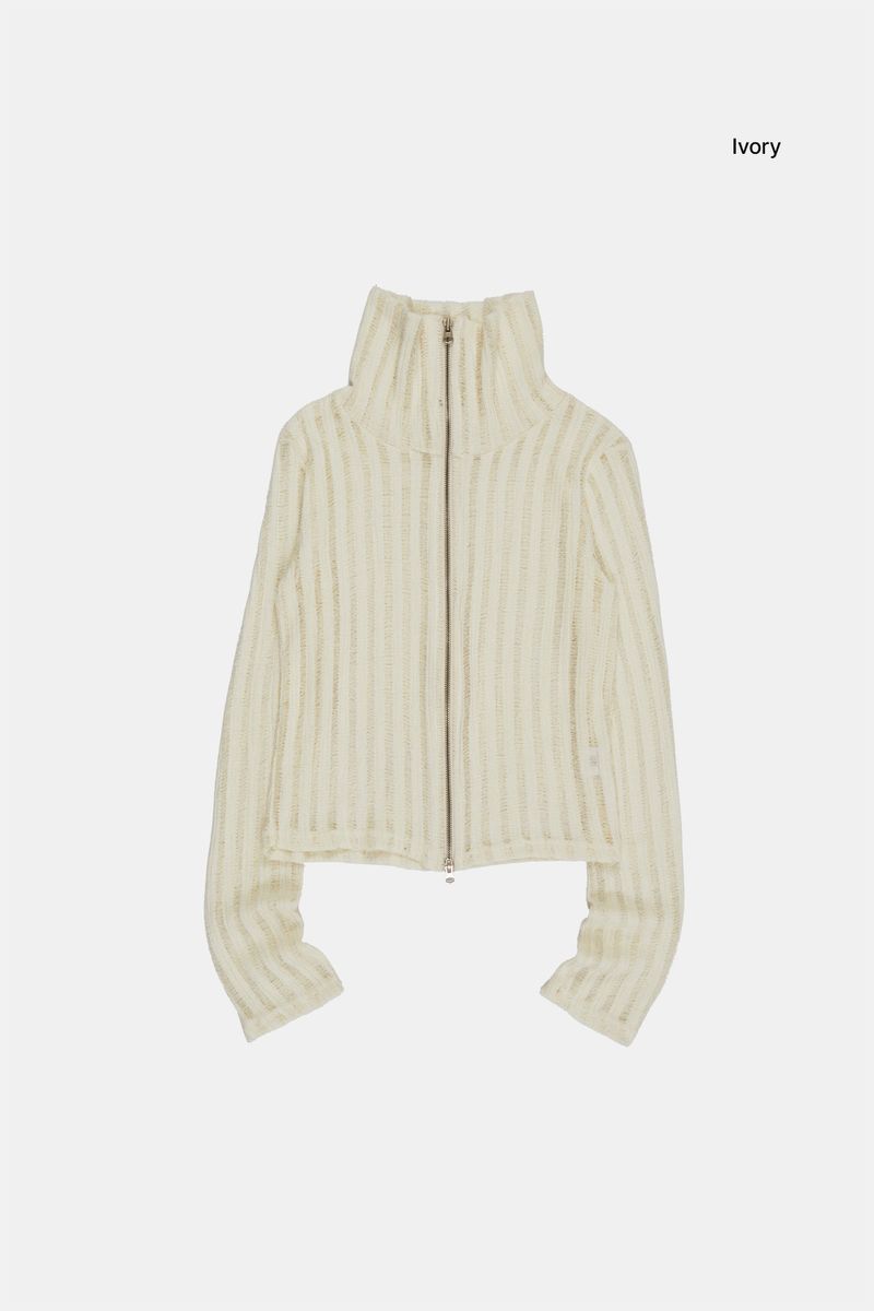 Drizzle high-neck zip up cardigan