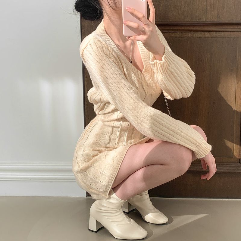 [4color]twisted knit dress