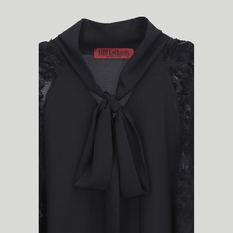 RIBBON TIE CAPE BLOUSE