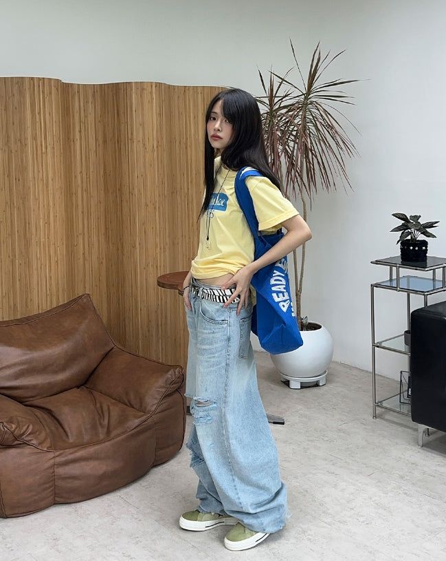 Decken Damaged Wide Denim Pants