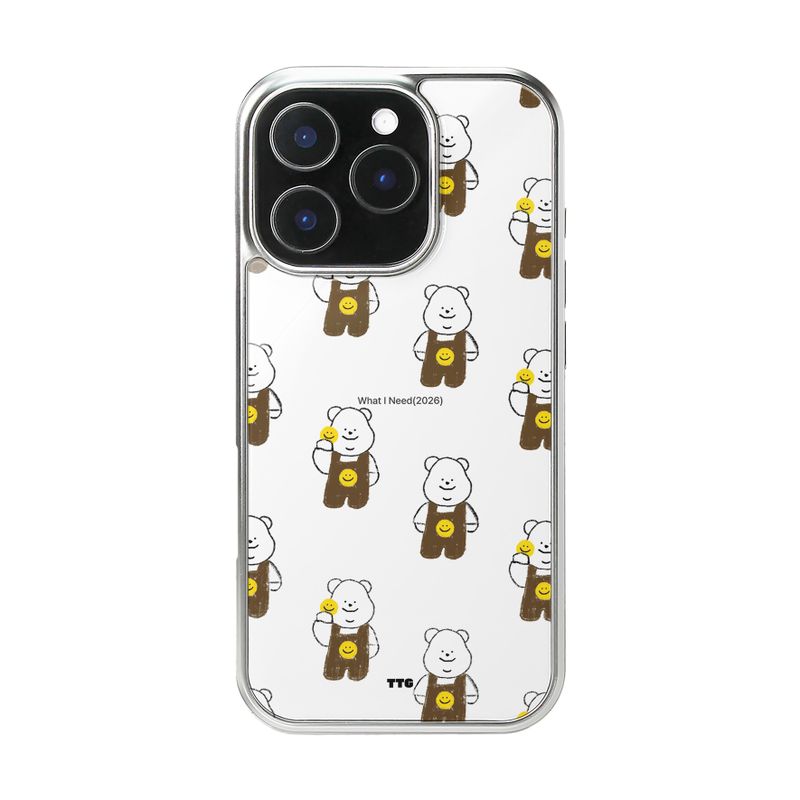 TUTEOGI ‘What I Need’ glass bumper case (silver frame)