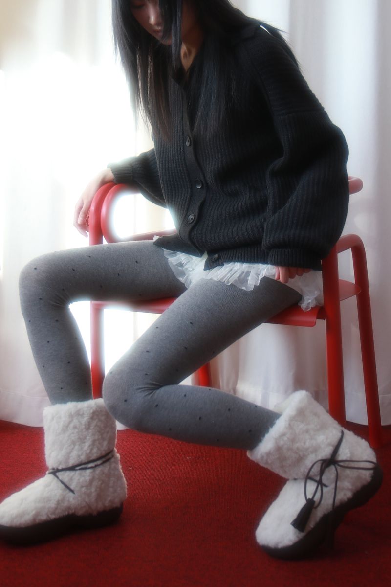 コットンポルカドットタイツ(light gray)
