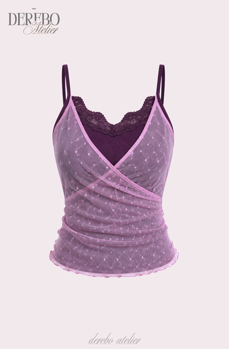 Purple Chiffon Layered Sleeveless T-shirt