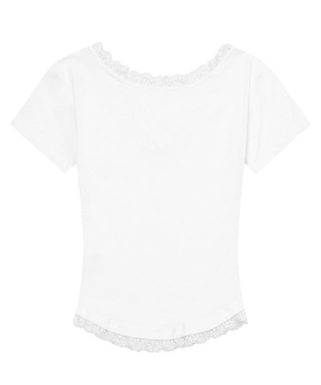 SUNNIOR LACE V-NECK HALF T (6Color)