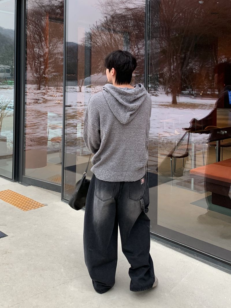 Work vintage patch banding denim pants