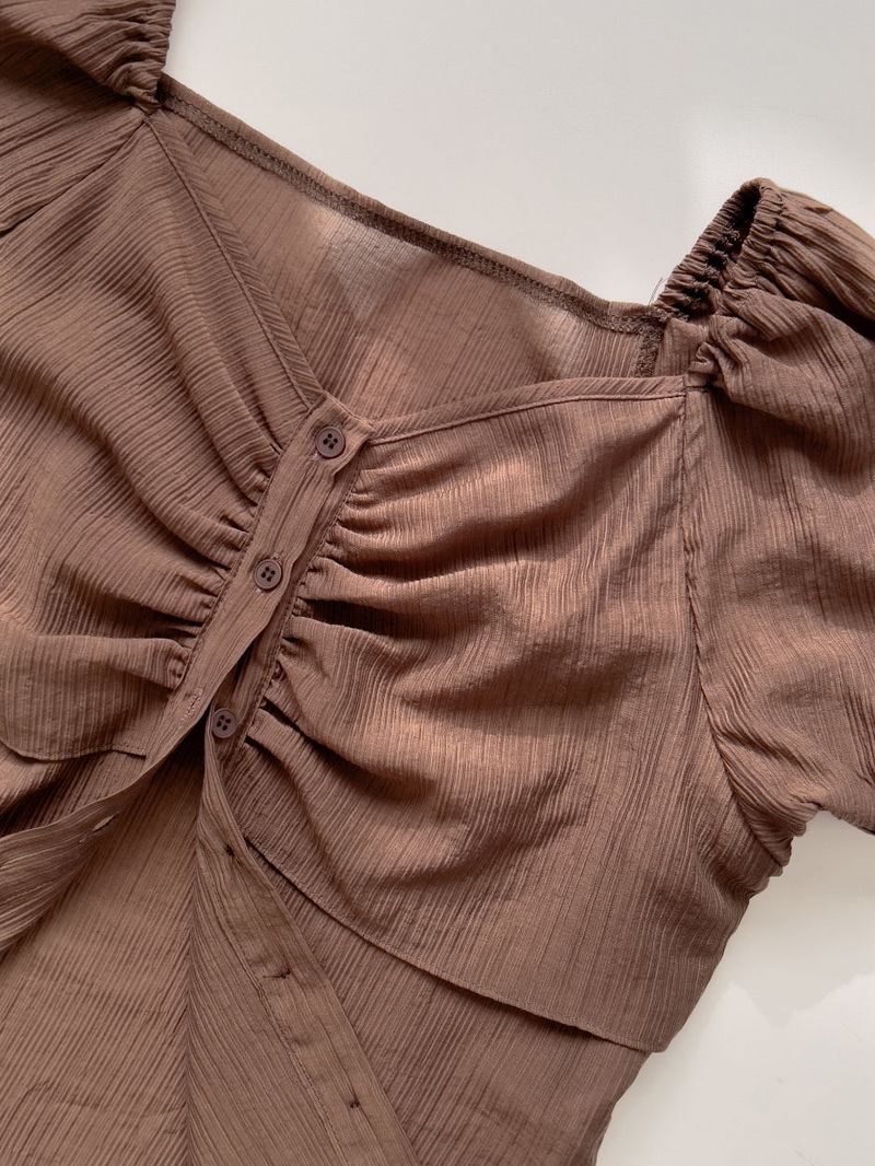 Besque Shirred Short Sleeve Blouse