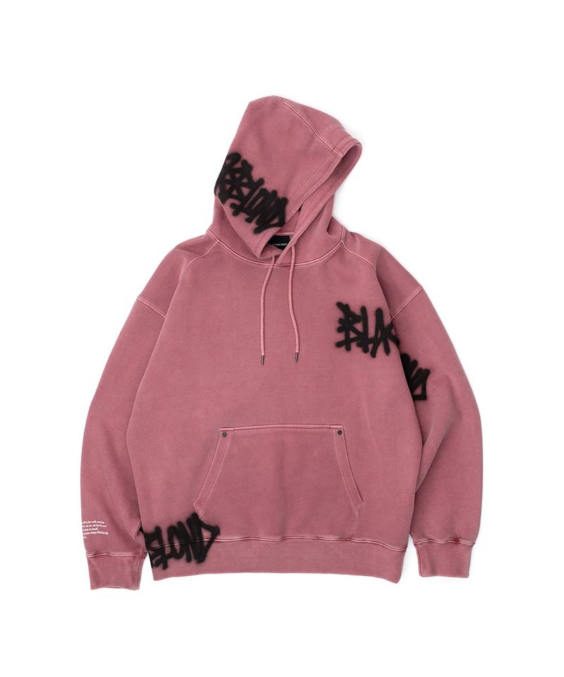 BLACKBLOND（ブラックブロンド）の「BBD Disorder Graffiti Logo Pigment Hoodie (Dust Rose)（Tops）」