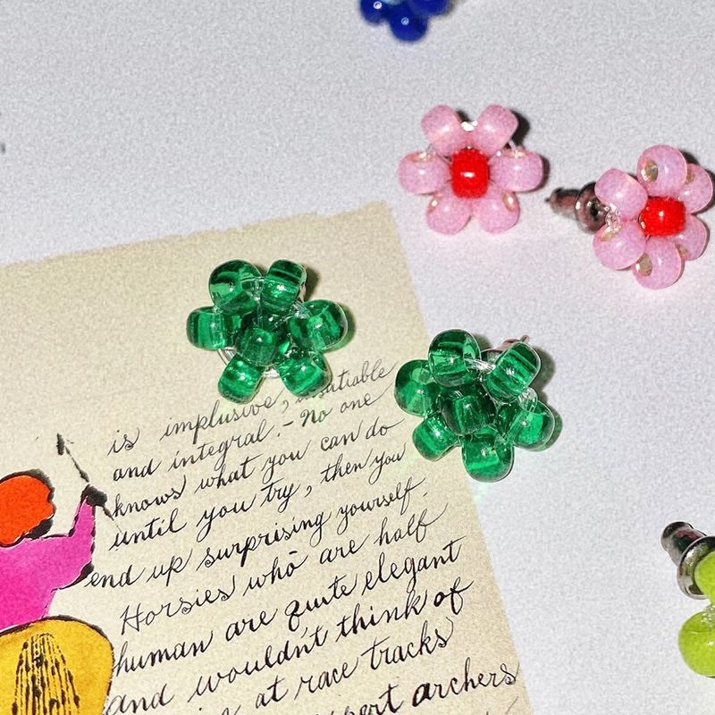 [MADE]Summer Green Flower Beads Earing