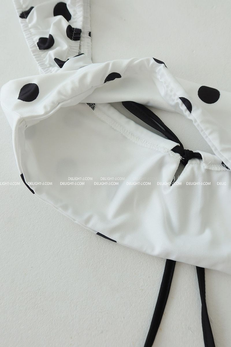 Dot ribbon dot frill bikini