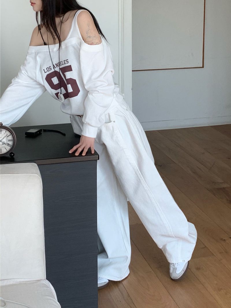 Fine X Strap Two-way Button Wide Long Pants