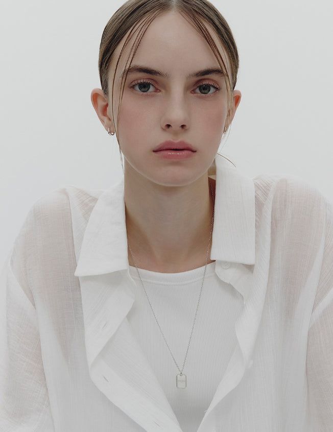 hyeres lor（イエール・ロール）の「26SS★ [Premium Plating] Volume Square AB TAG Necklace（Accessories）」