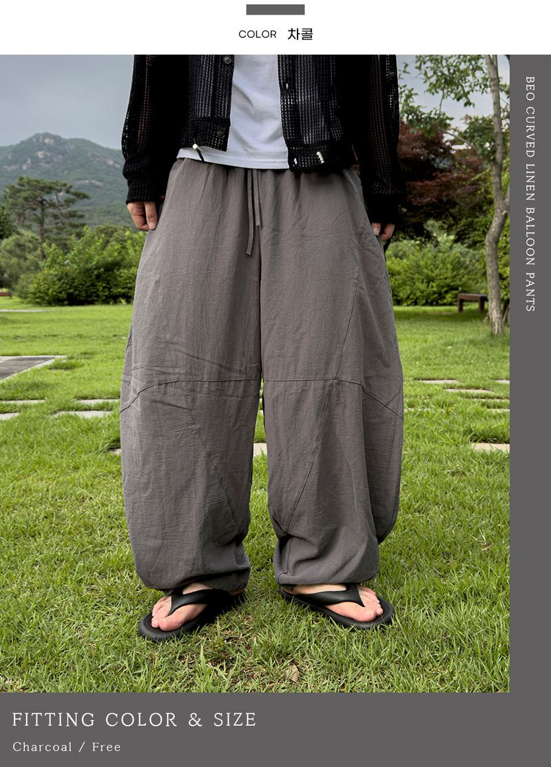 Beo Curved Linen Balloon Pants