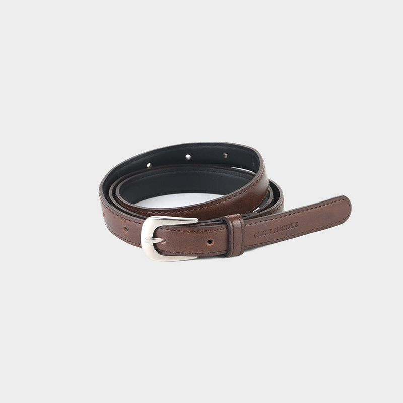 SILVER BUCKLE LEATHER BELT_2 COLOR