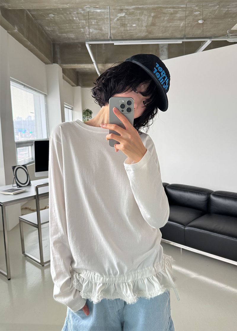 LACE FRILL LONG SLEEVE TEE