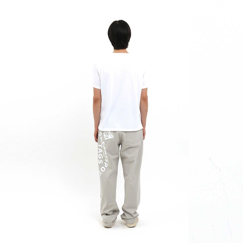 MULTI SKULL STRAIGHT COTTON PANTS (GRAY)