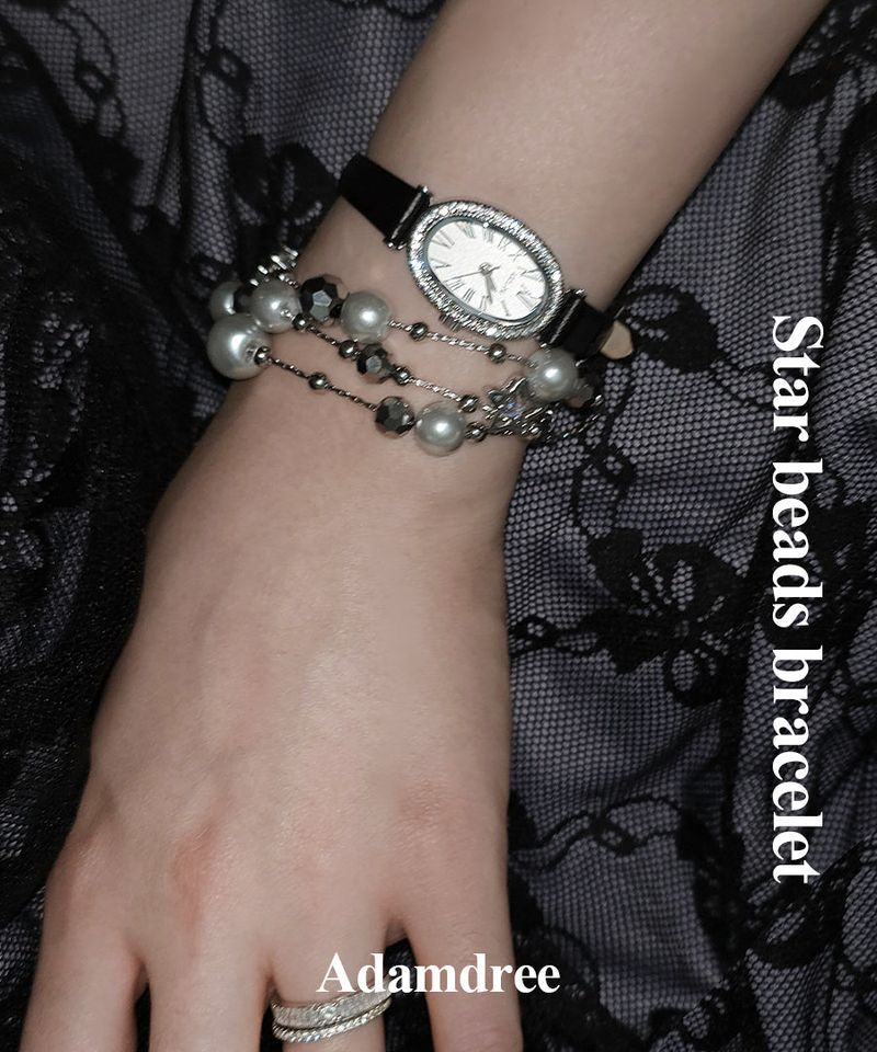 Star beads cubic chain layered bracelet