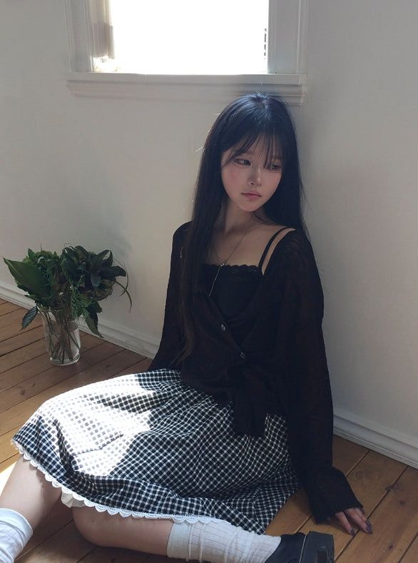 Buki Reversible See-Through Button Knit Cardigan