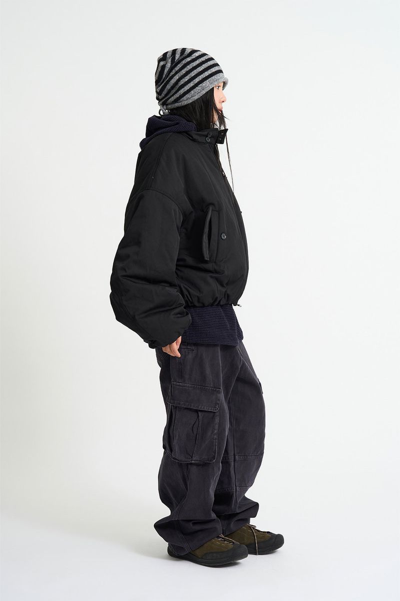 Coated crop padding blouson