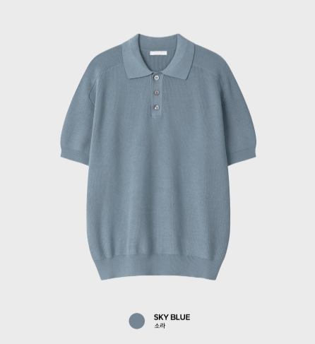 Look Estée Viscose Button Collar Short Sleeve Knit