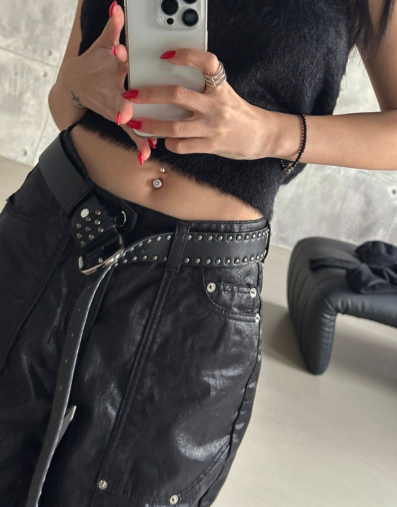 Stud Finger Leather Belt